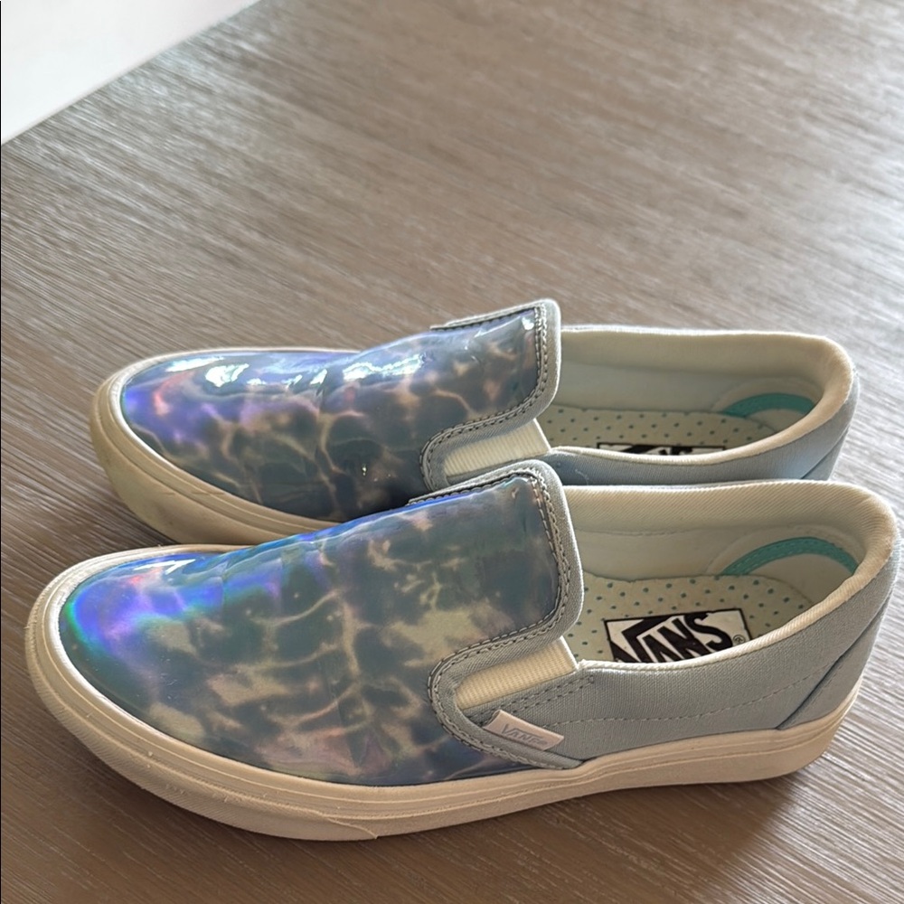 Vans Women’s Iridescent Blue Slip-On Shoes